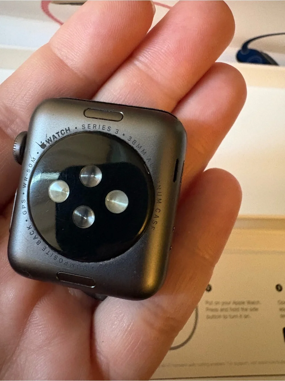 Apple Watch Series 3, 38mm with Black Silicone Sport Band